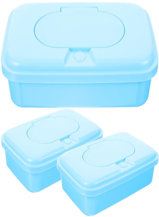 FONDOTIN 3pcs Wipes Storage Box Plastic Tissue Box Holder Portable Wipes Dispenser for Office Bathroom Travel Random Color - Image 1